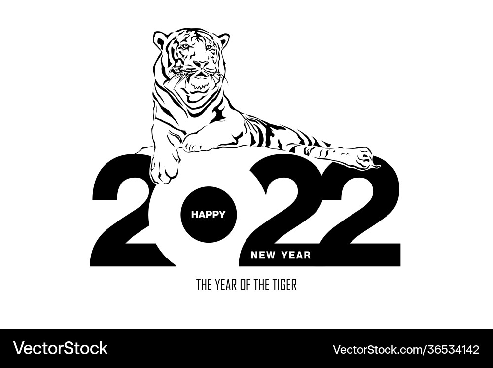 Happy new year 2022 tiger drawing Happy new year 2022 tiger drawing vector image