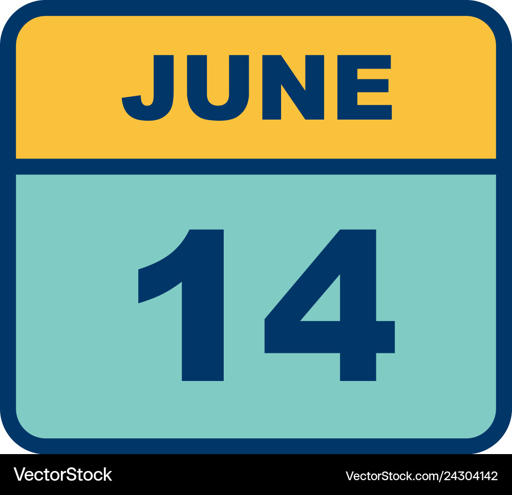 June 14th date on a single day calendar Royalty Free Vector