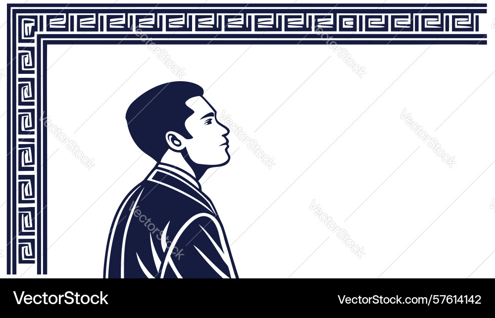 Man looking up with abstract lines contemplative vector image