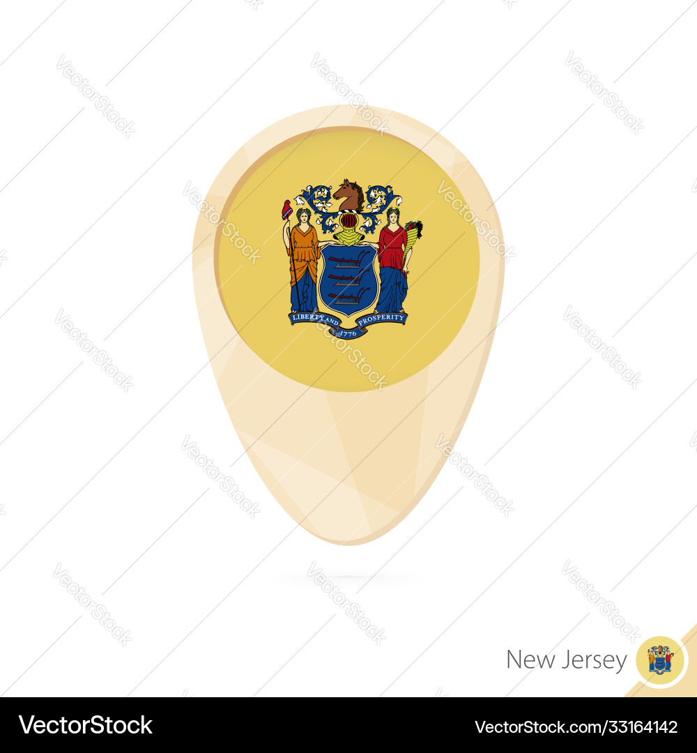 Map pointer with flag new jersey orange vector image