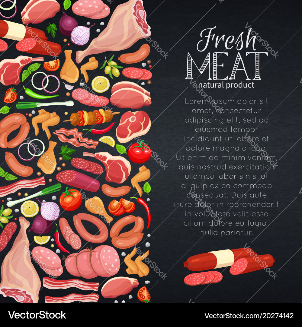 Meat products with vegetables Vector Image