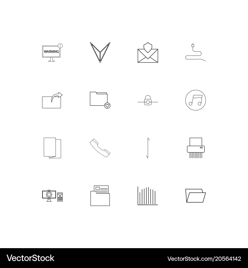 Network and database simple linear icons set vector image