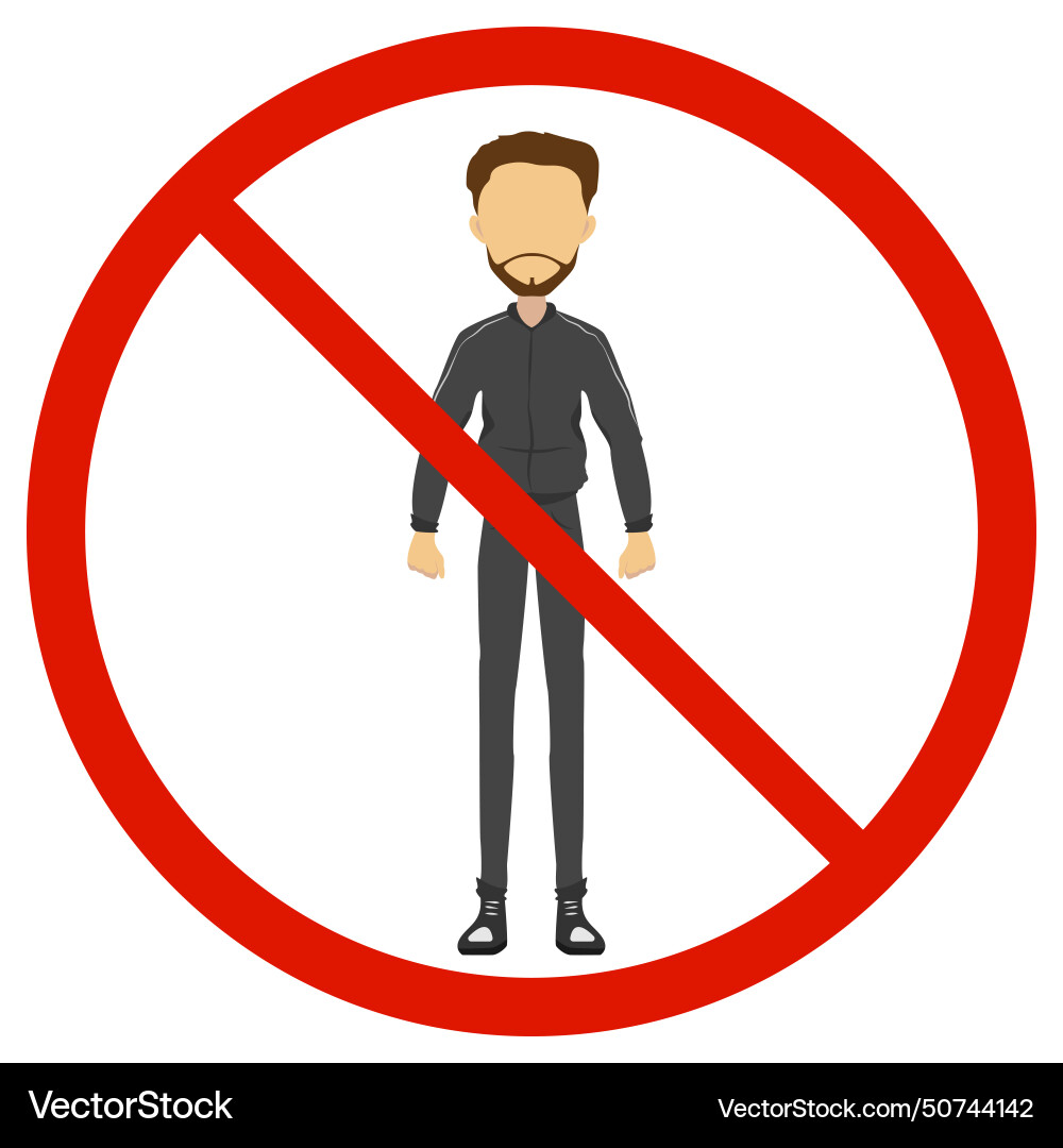No sportswear allowed prohibition sign Royalty Free Vector