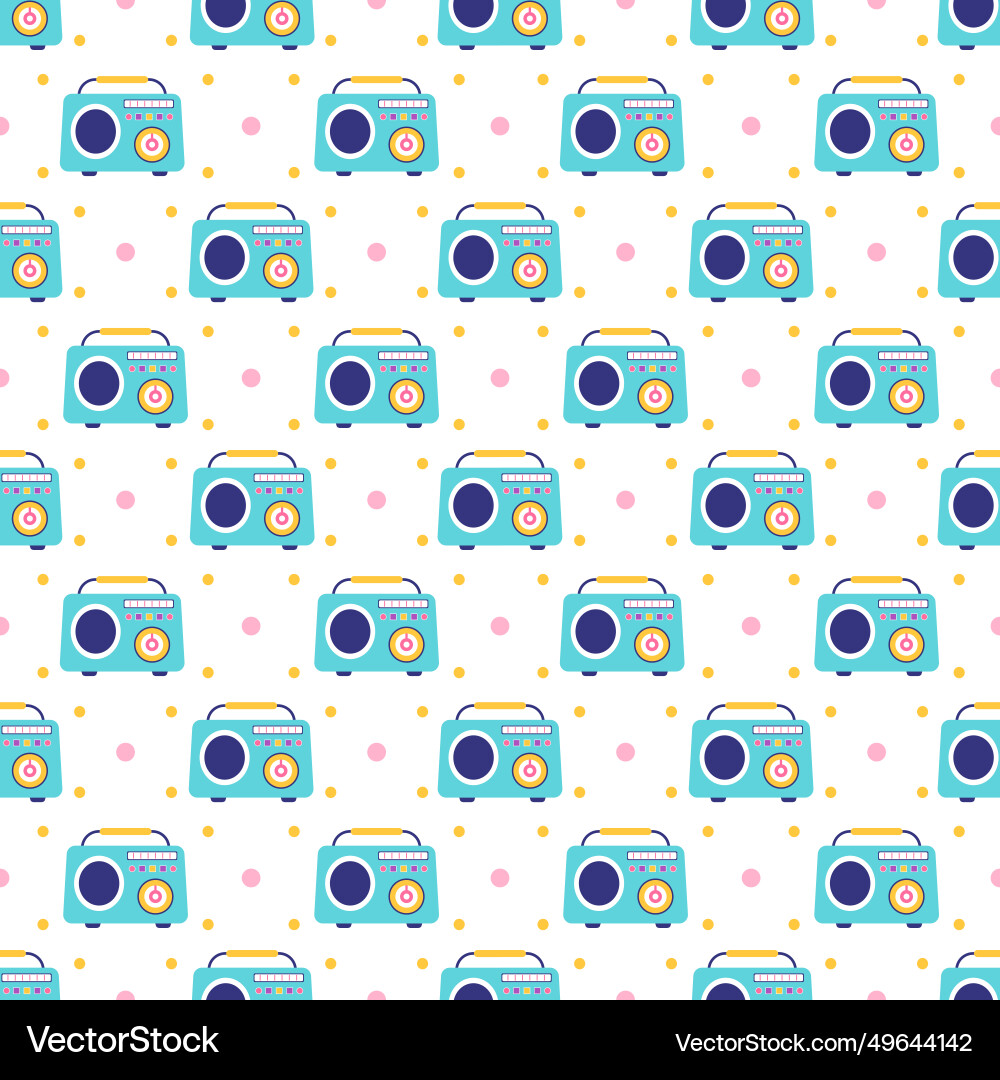 Radio seamless pattern design with player Radio seamless pattern design with player Vector Image