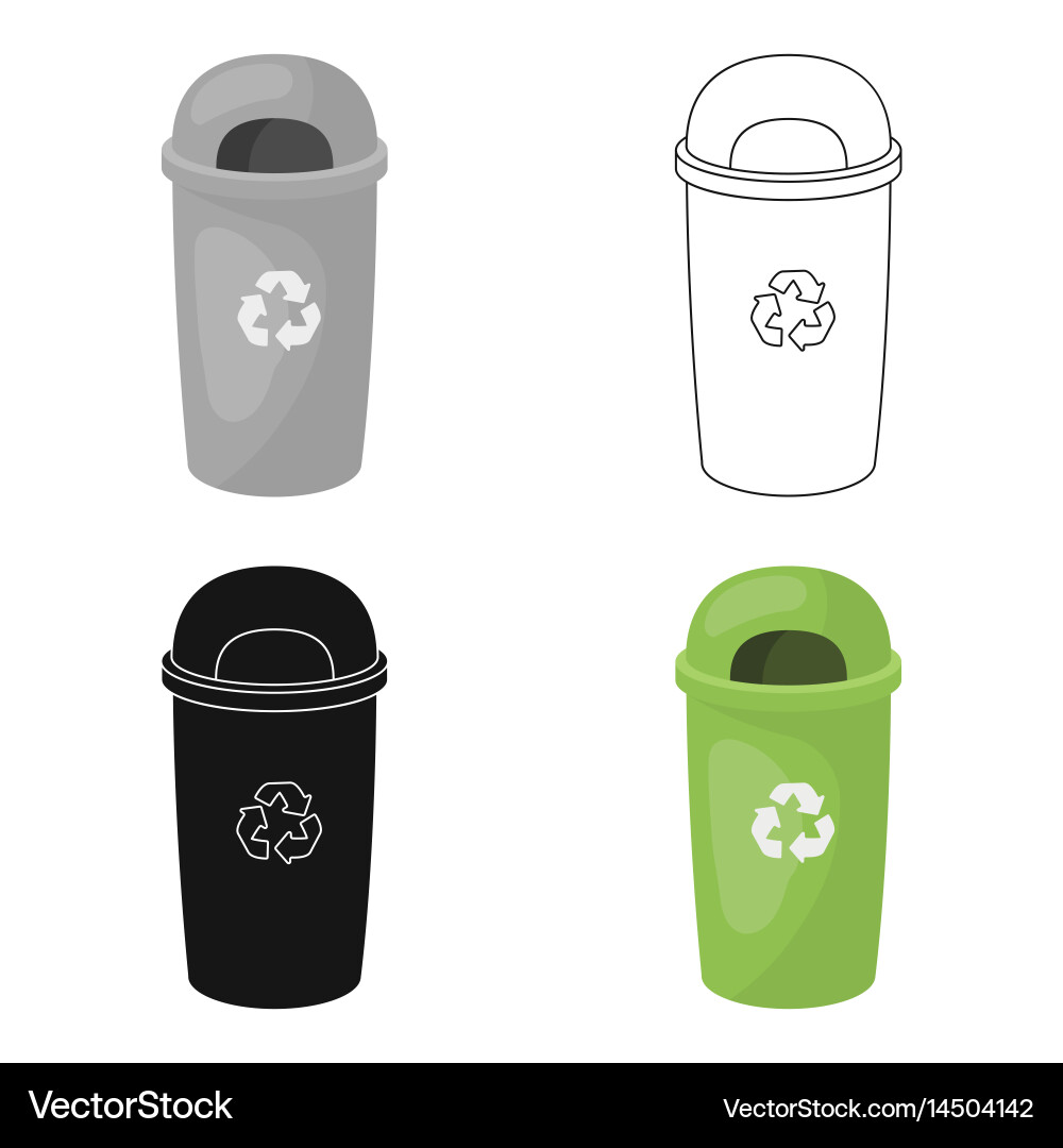 Recycle garbage can icon in outline style isolated Vector Image