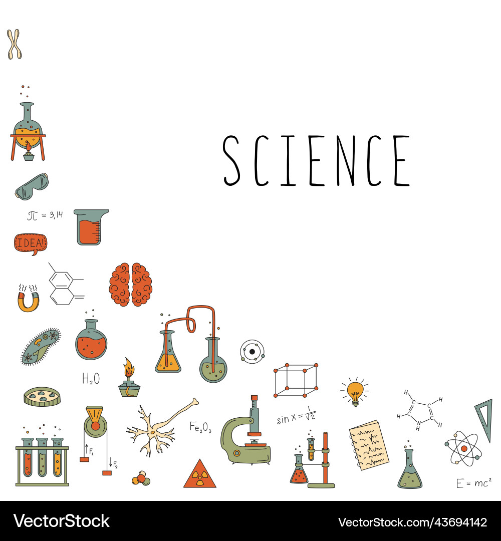 Science set with elements of flasks Science set with elements of flasks vector image