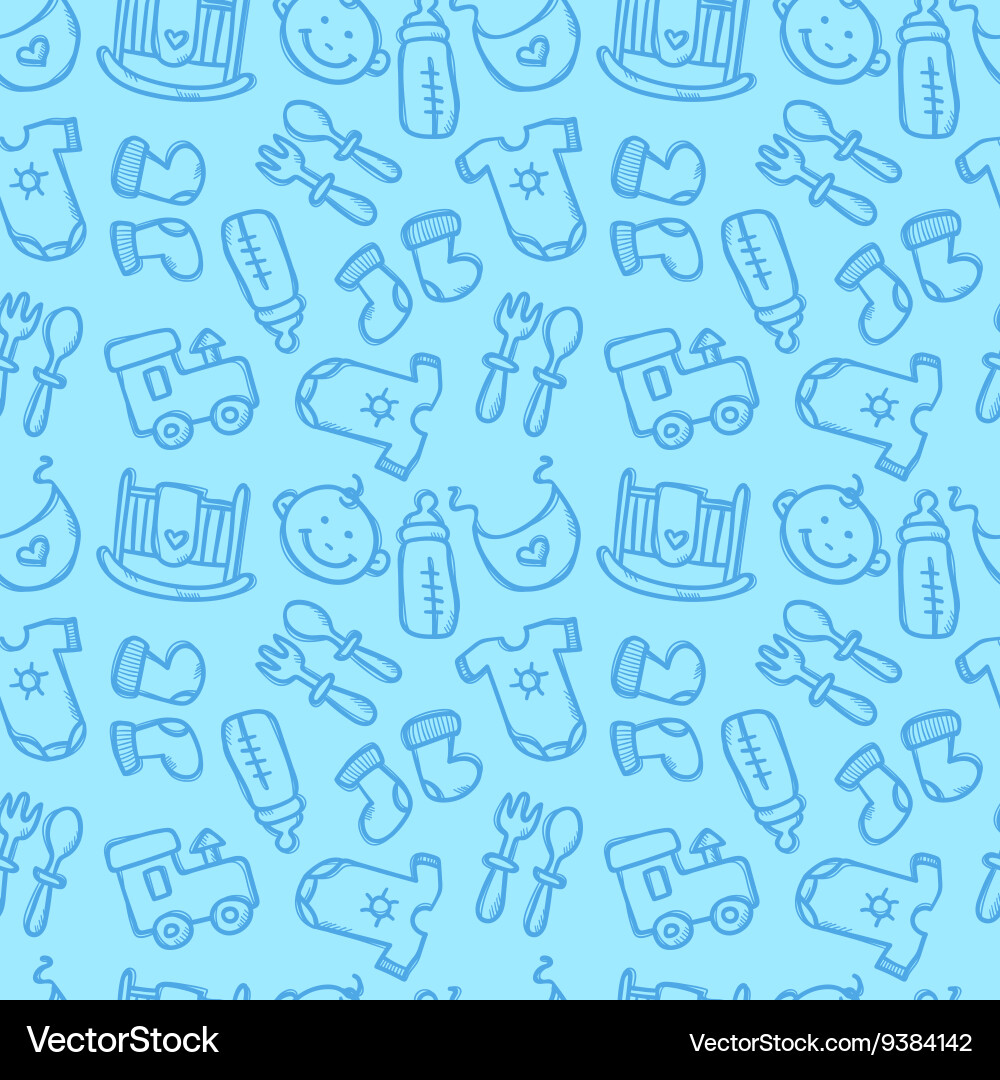 Seamless pattern with baby objects newborn vector image