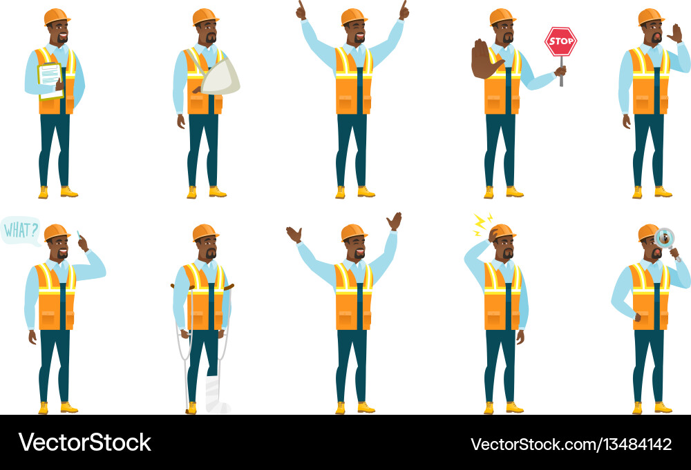 Set of builder characters Set of builder characters vector image