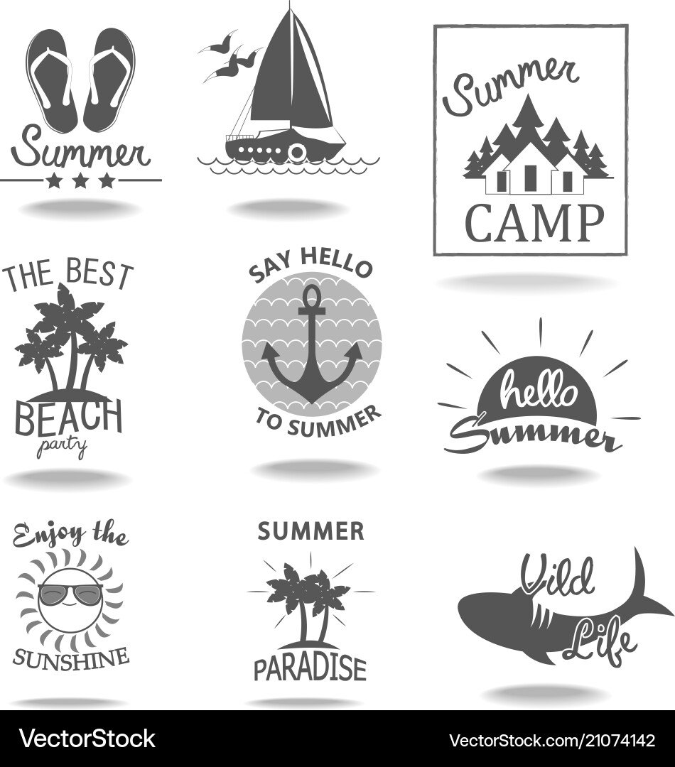 Set of summer emblems and design elements Set of summer emblems and design elements vector image
