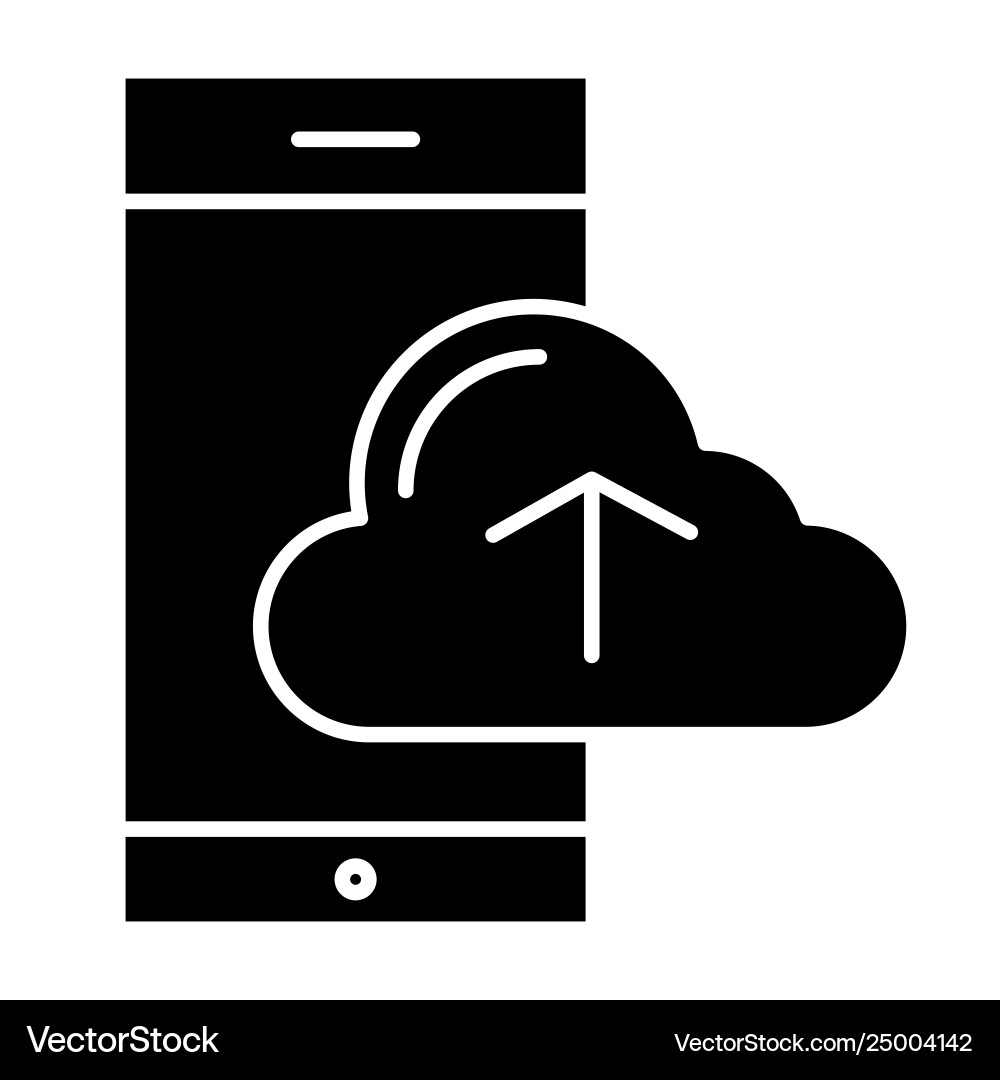 Smartphone and cloud computing solid icon Smartphone and cloud computing solid icon vector image