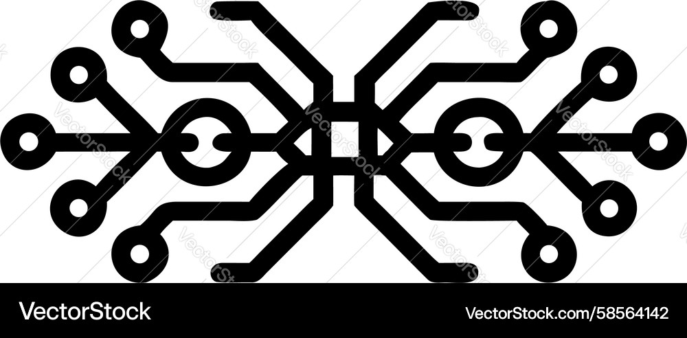 Symmetrical Circuit Network Vector Image