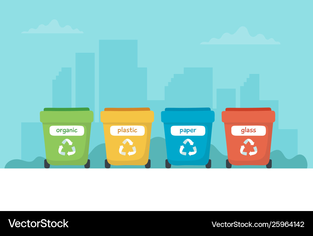 Waste sorting with different colorful Vector Image