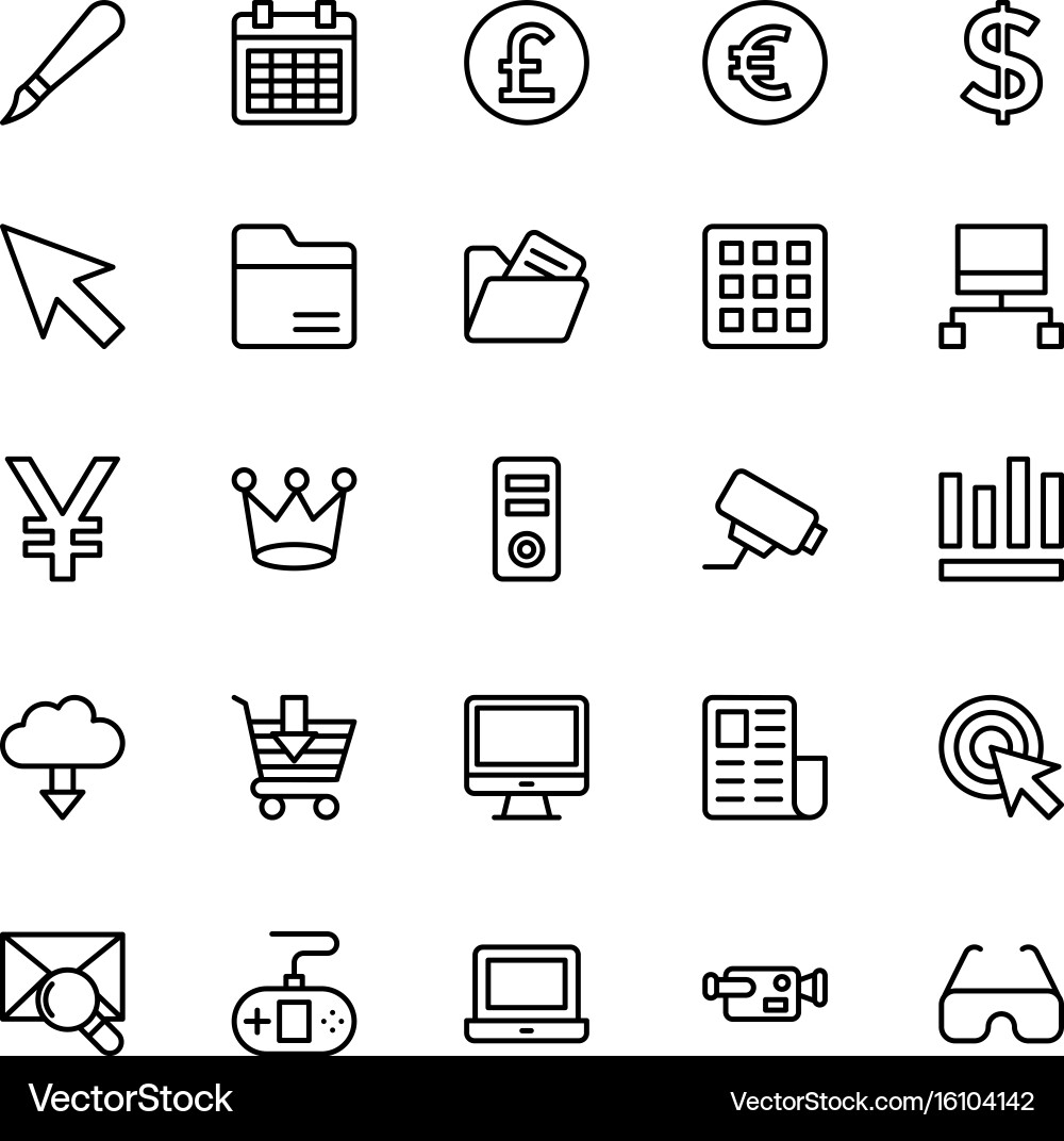 Web and mobile ui line icons 14 vector image