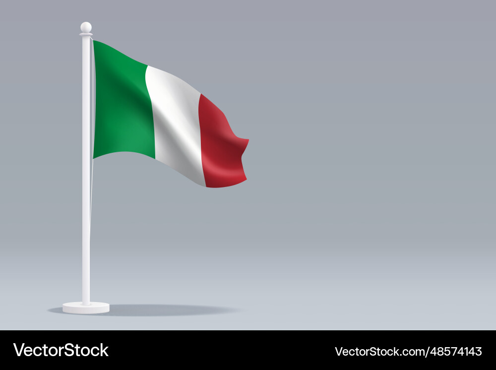 3d realistic national italy flag isolated on gray 3d realistic national italy flag isolated on gray vector image