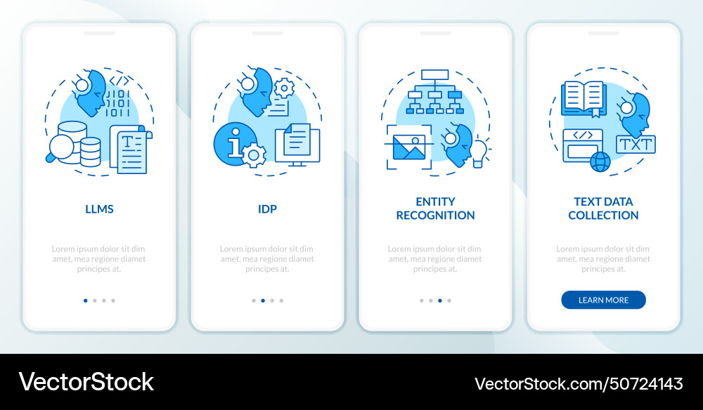 Ai text processing blue onboarding mobile app Ai text processing blue onboarding mobile app vector image