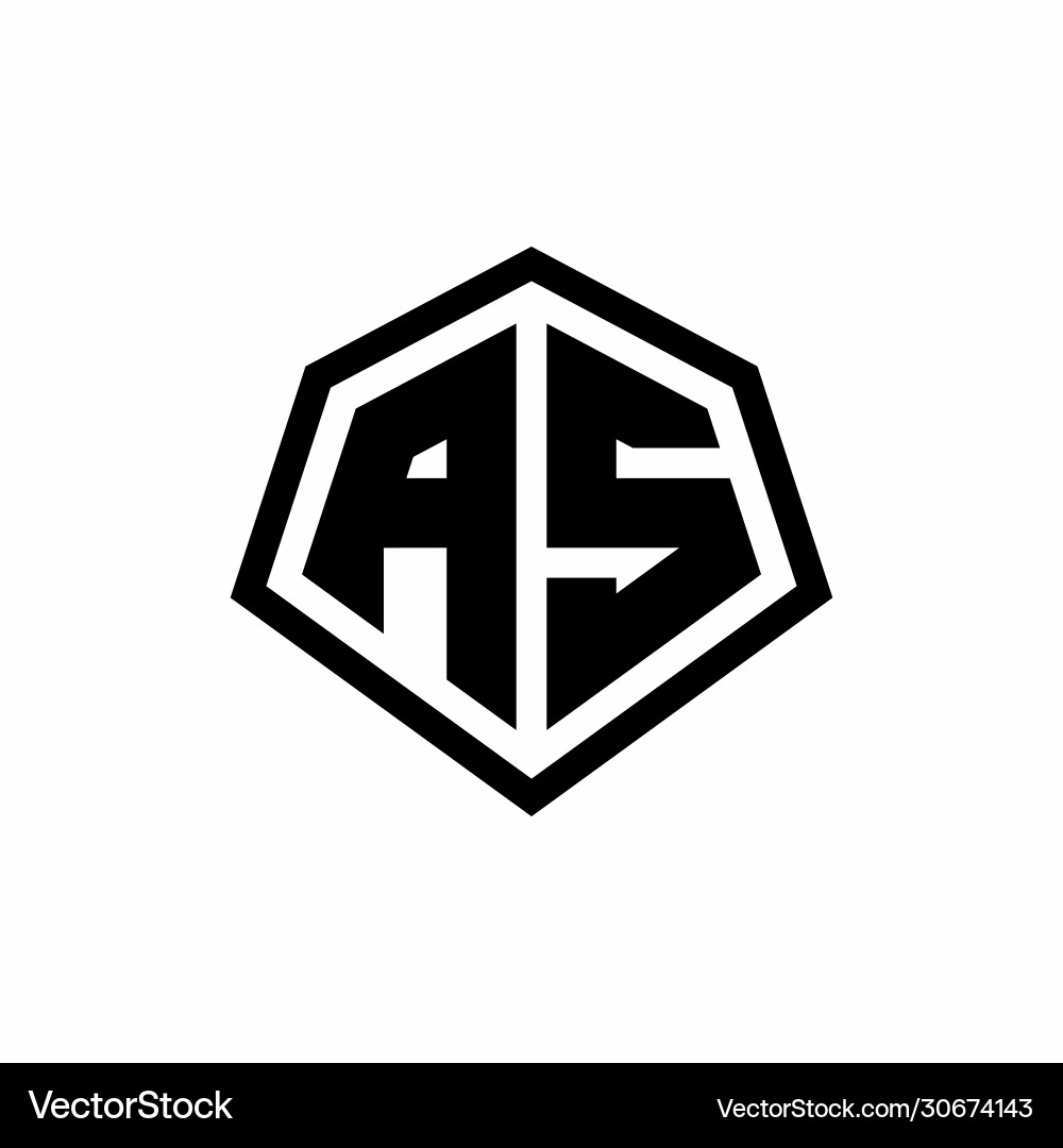 As monogram logo with hexagon shape and line vector image
