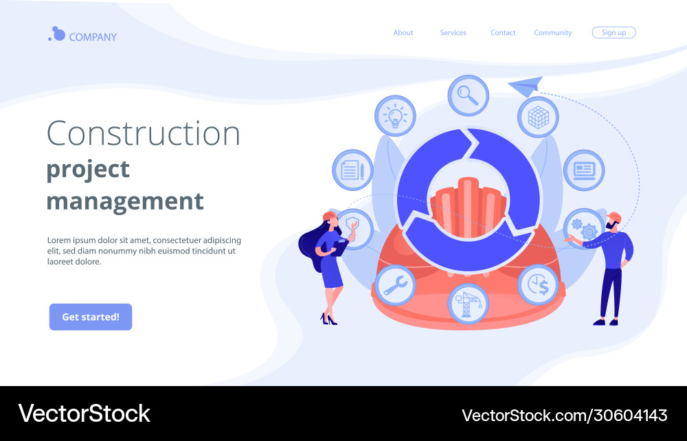 Building information modeling concept landing page Building information modeling concept landing page vector image