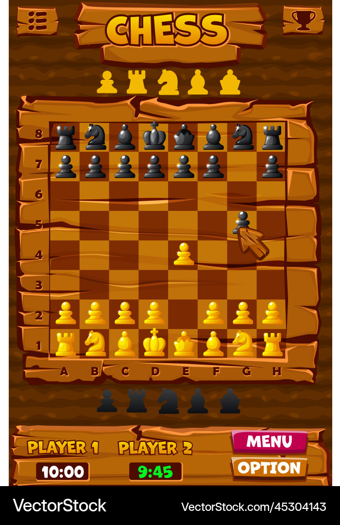 Chess game ui interface and button set Chess game ui interface and button set vector image