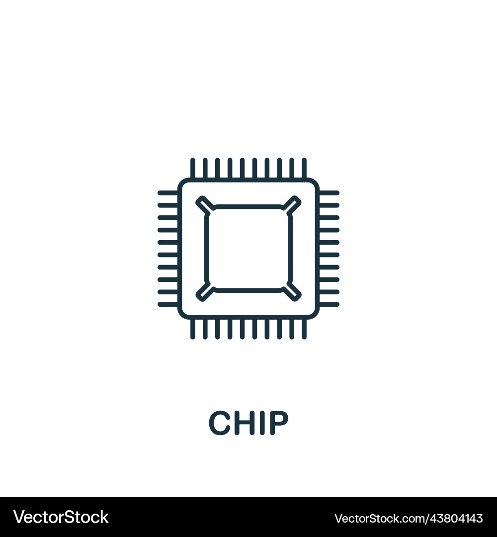 Chip icon line simple for templates web vector image