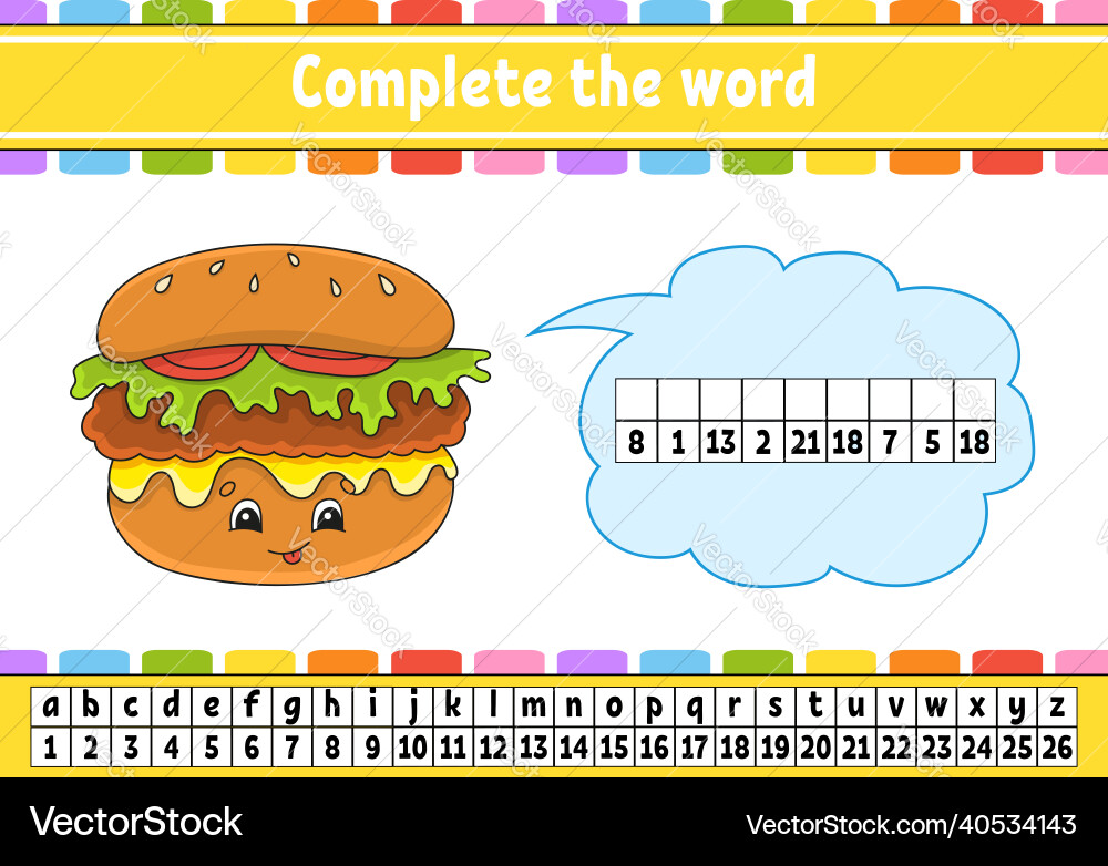 Complete the words cipher code learning Complete the words cipher code learning vector image