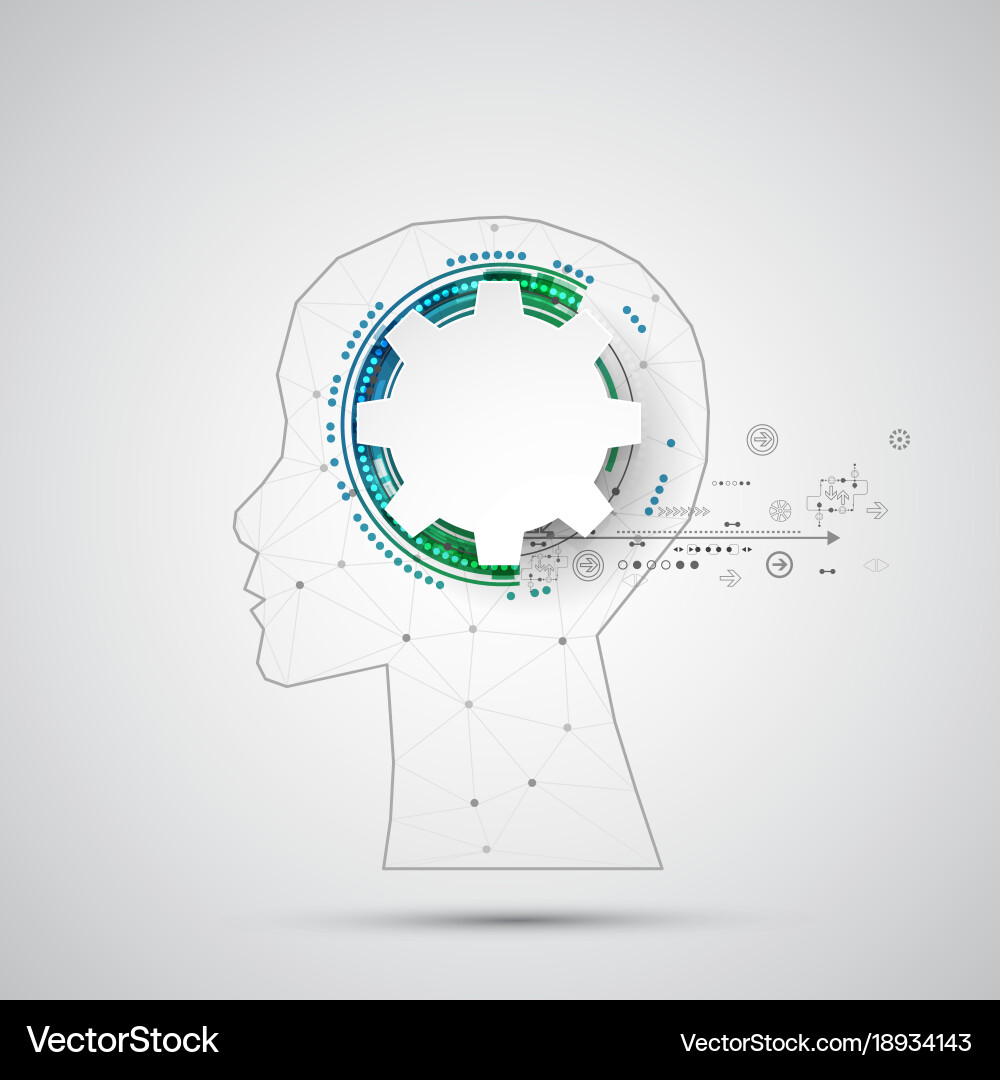 Creative brain concept background with triangular vector image