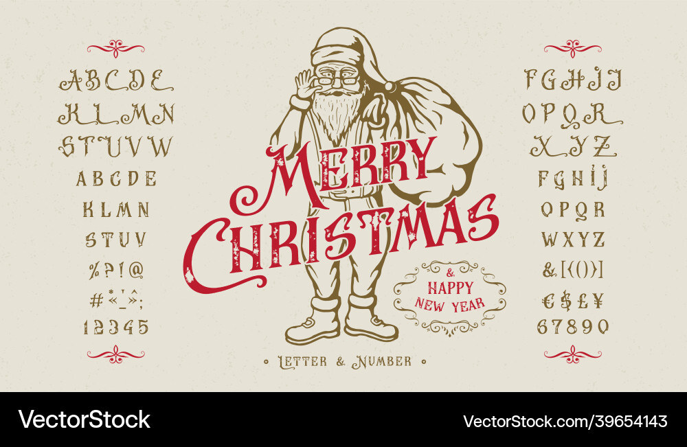 Font merry christmas vintage craft design for logo Font merry christmas vintage craft design for logo vector image