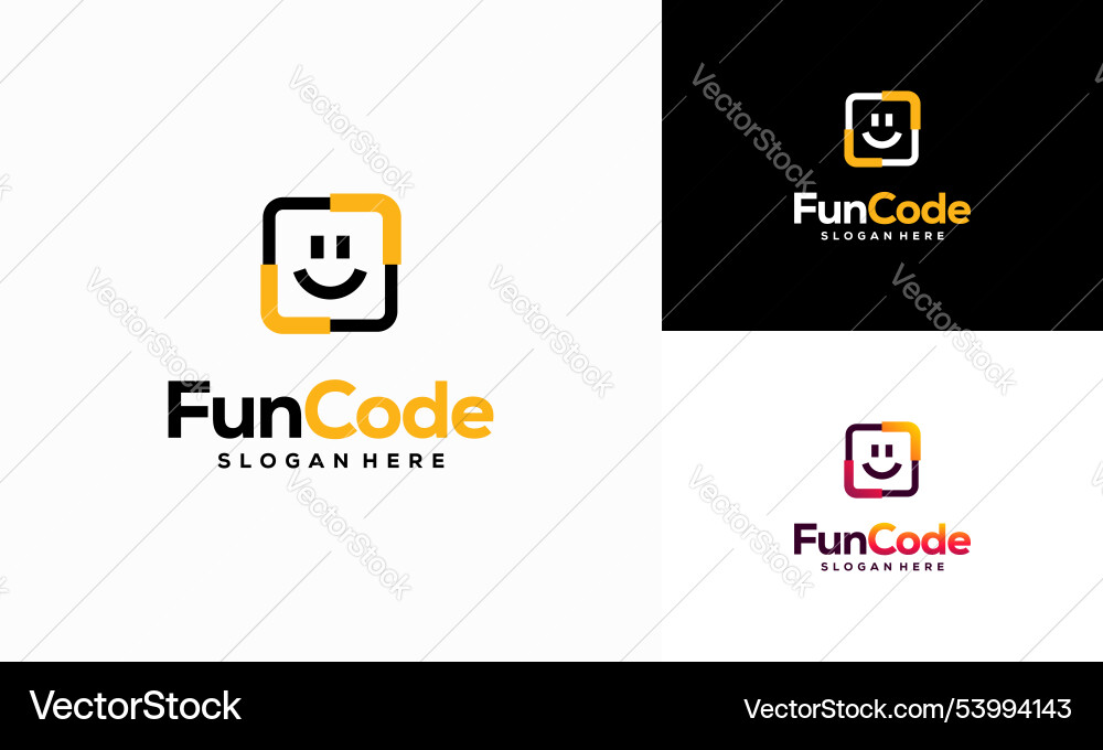 Fun Code Logo Designs Konzept Kodierung Programmierer Fun Code Logo Designs Konzept Kodierung Programmierer vektorbild