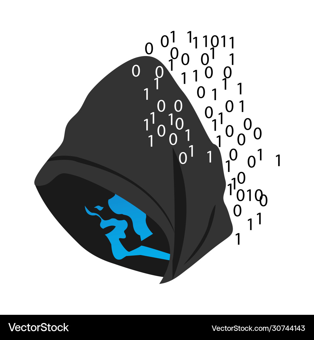Head computer hacker in hoodie Head computer hacker in hoodie vector image