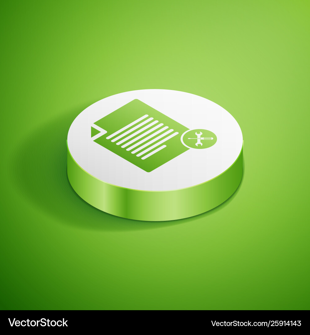 Isometric file document with screwdriver Vector Image