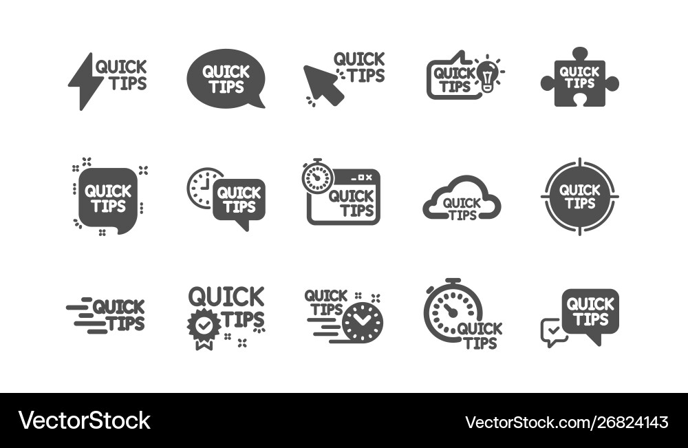 Quick tips icons helpful tricks solution Vector Image
