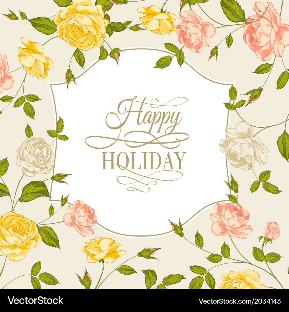 Romantic Rose Holiday Card Vector Image