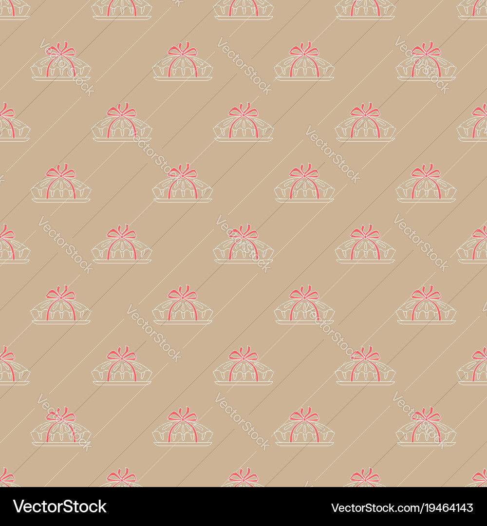 Seamless pattern pie with red ribbon in kraft Vector Image