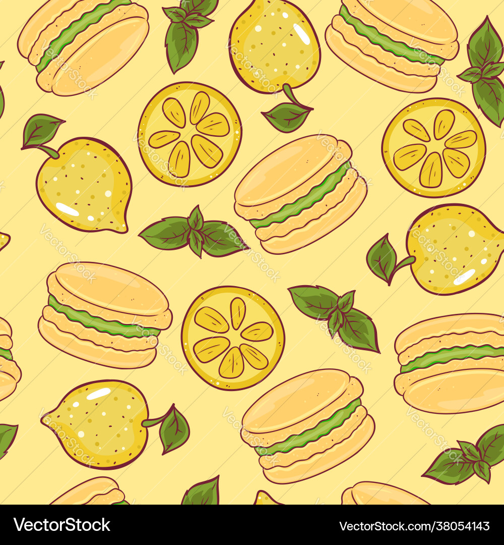Seamless pattern with lemon macaroons Seamless pattern with lemon macaroons vector image