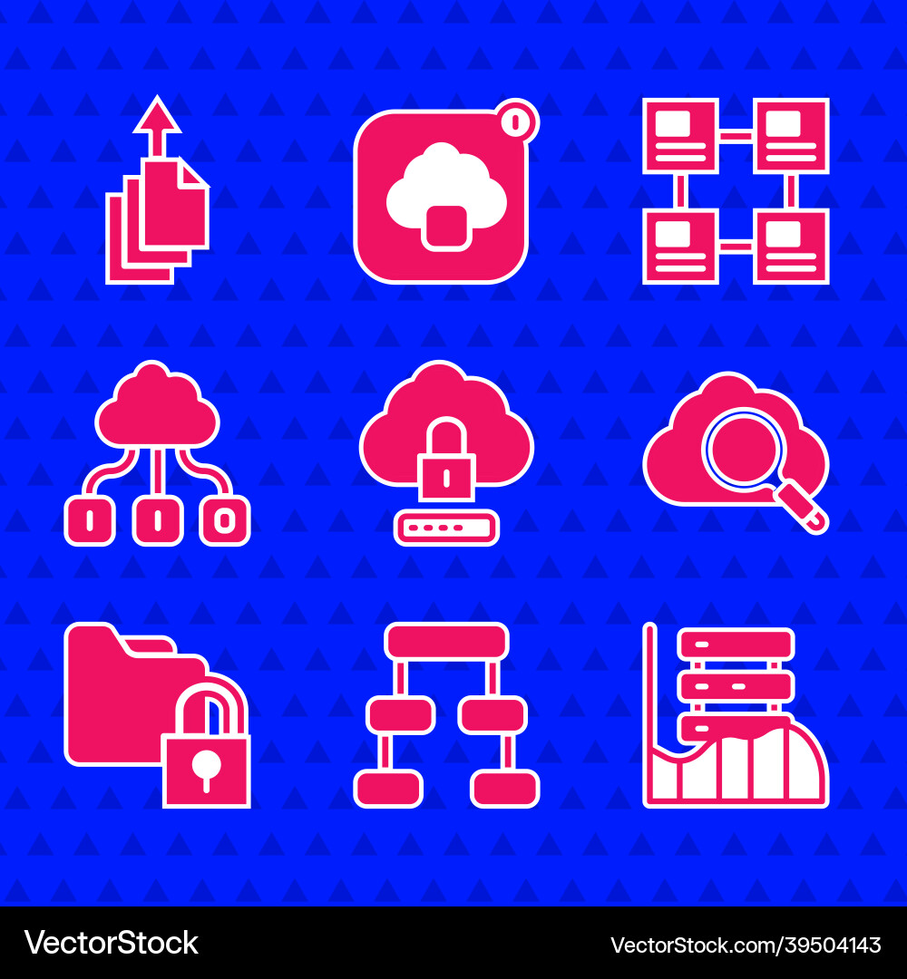 Set cloud computing lock hierarchy organogram Set cloud computing lock hierarchy organogram vector image