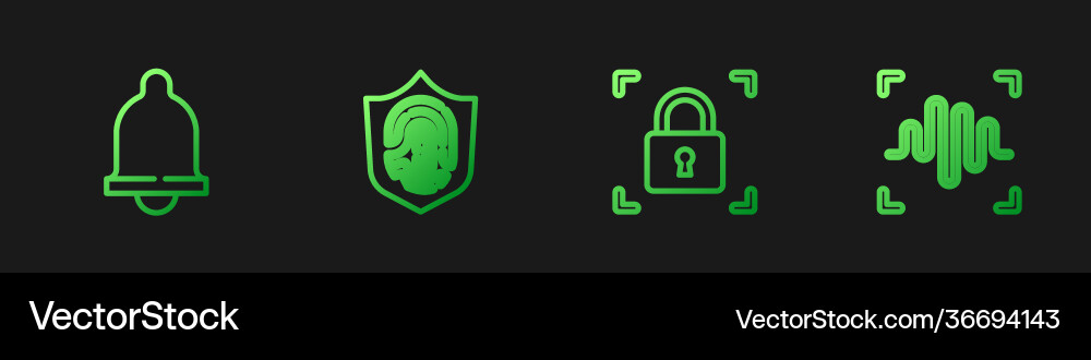 Set line fingerprint with lock motion sensor Set line fingerprint with lock motion sensor vector image