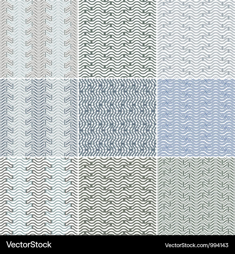 Waves seamless patterns set vector image