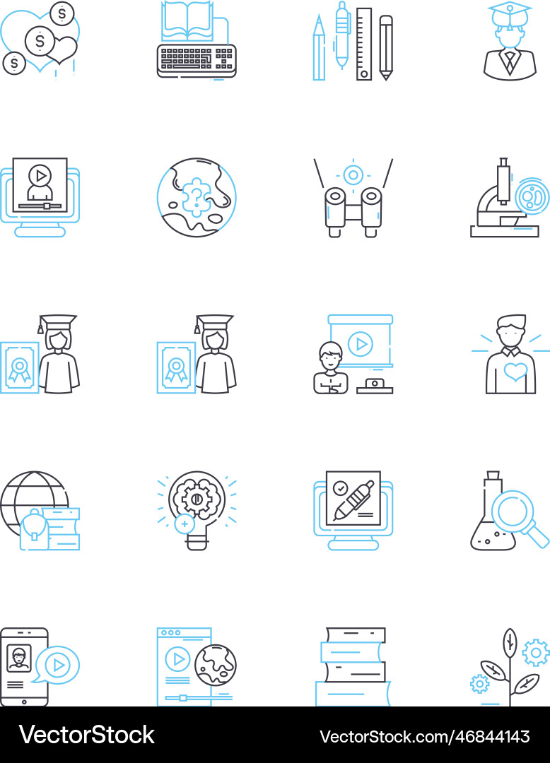 Web-based learning linear icons set e-learning Vector Image