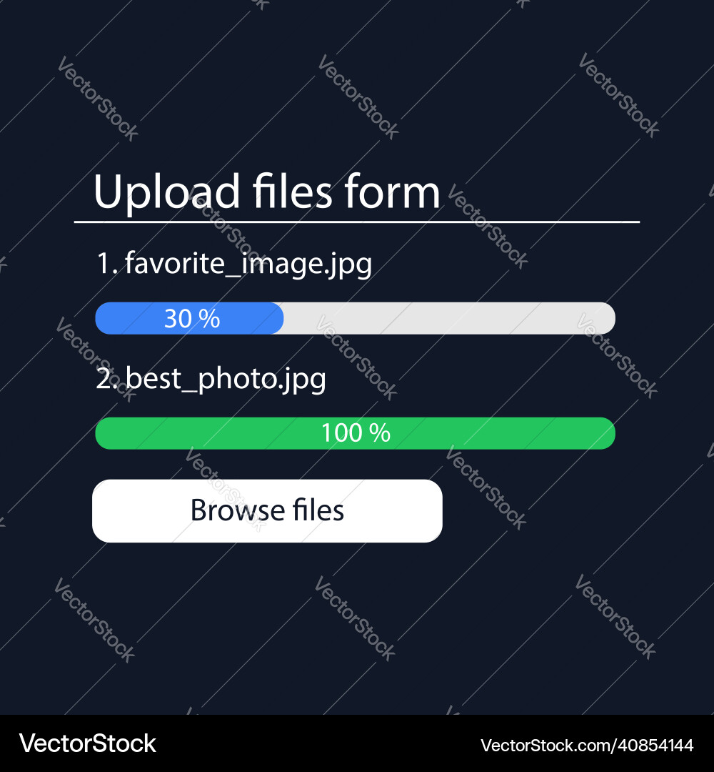 A form for uploading and sending files Vector Image