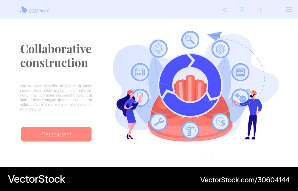 Building information modeling concept landing page Vector Image