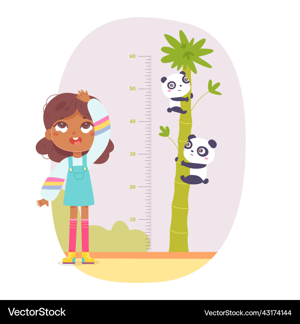 Child Measuring Height with Pandas vector image