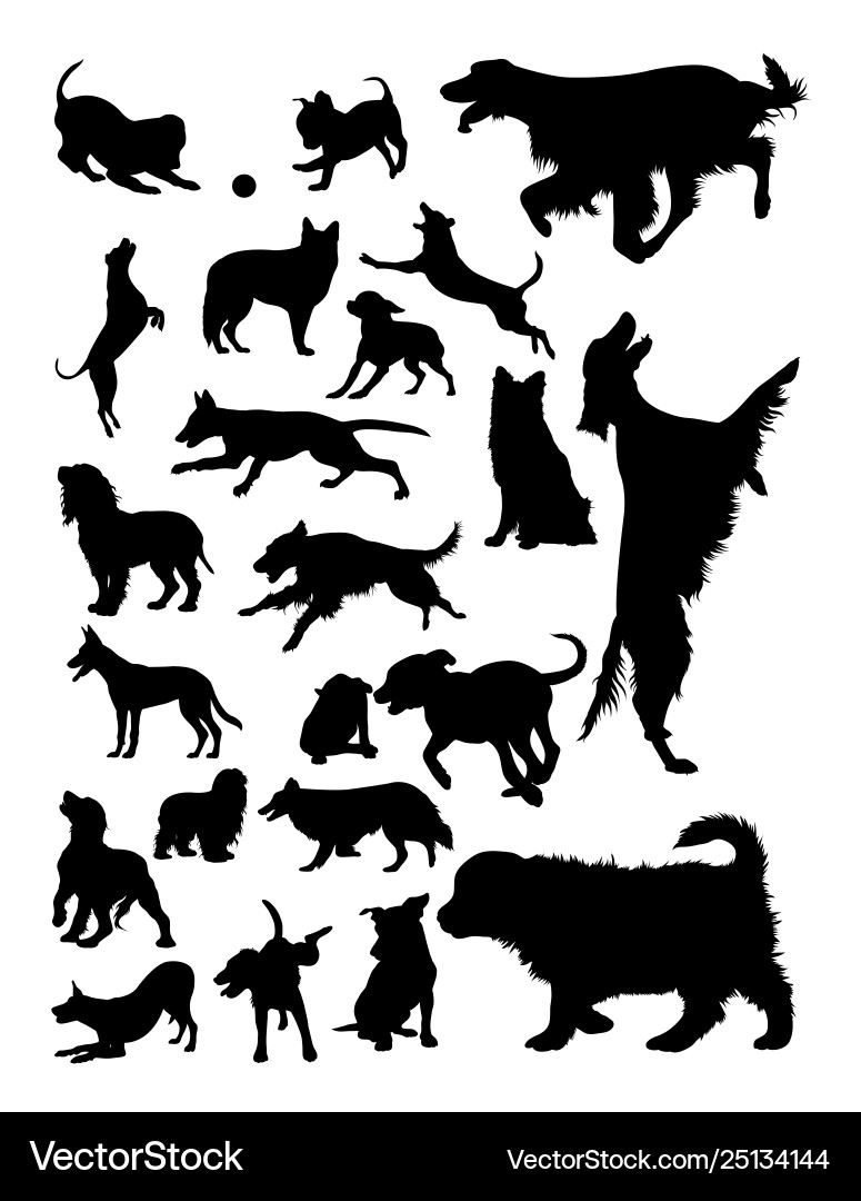 Dog Silhouettes - Animal Collection Vector Image