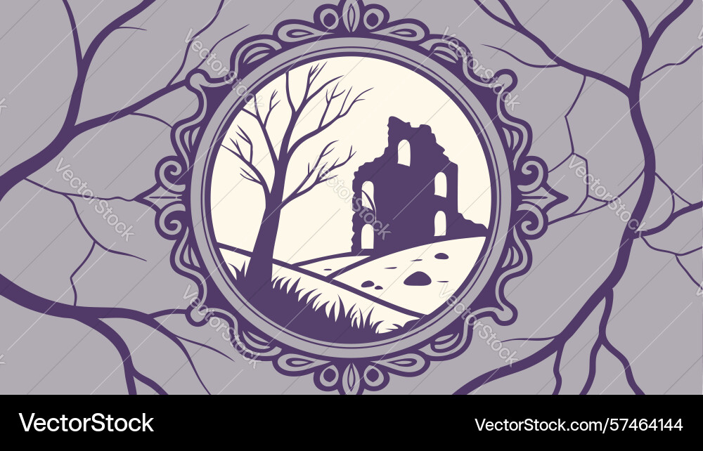 Frame of time ornate with ancient tree Vector Image