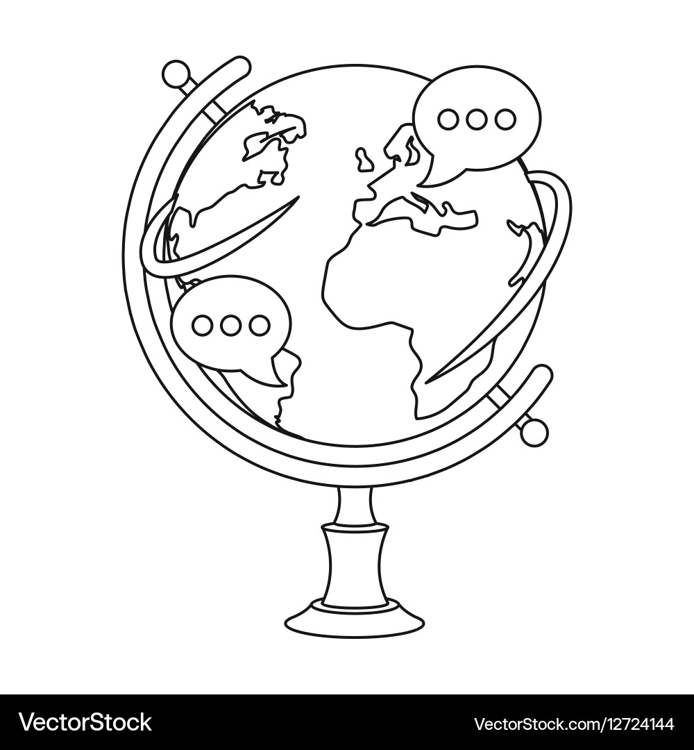 Globe of various languages icon in outline style Vector Image