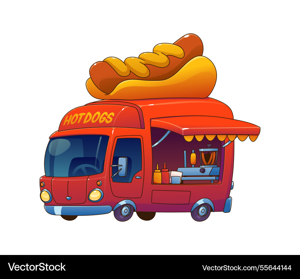 Hot Dog Food Truck Auto Festival Retro Fahrzeug Hot Dog Food Truck Auto Festival Retro Fahrzeug vektorbild