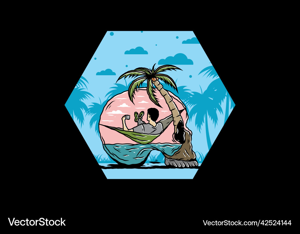Man on hammock in skull shape Man on hammock in skull shape vector image