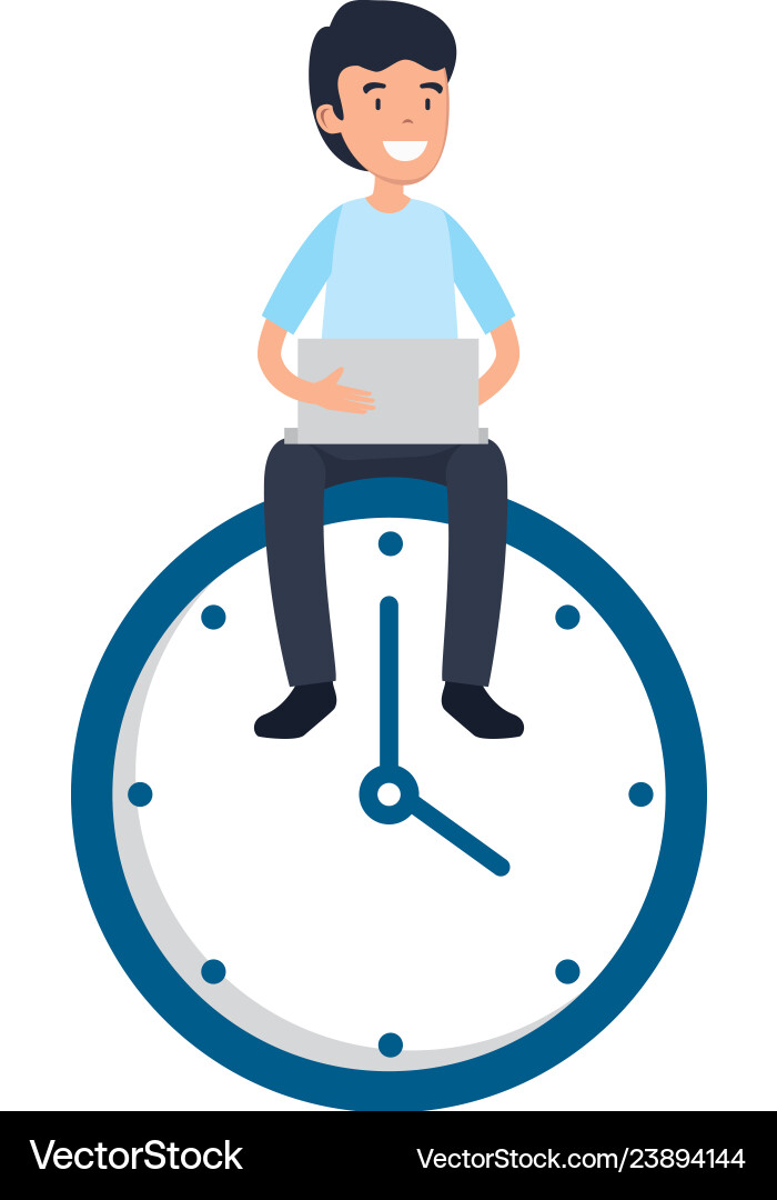 Man with time clock Man with time clock vector image