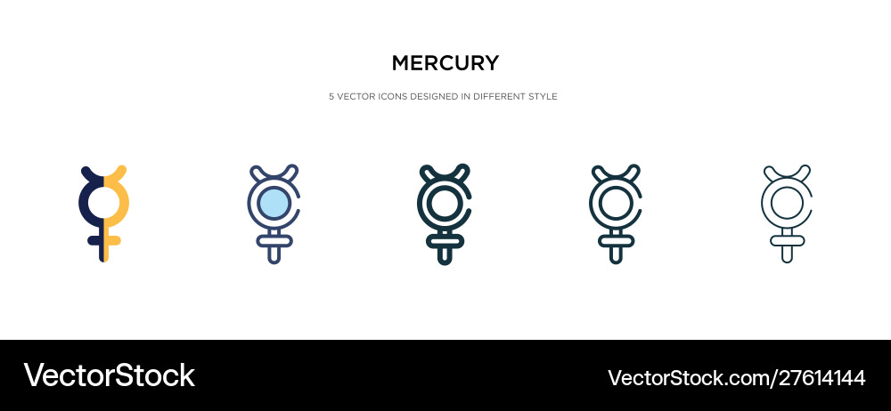 Mercury icon in different style two colored Mercury icon in different style two colored vector image