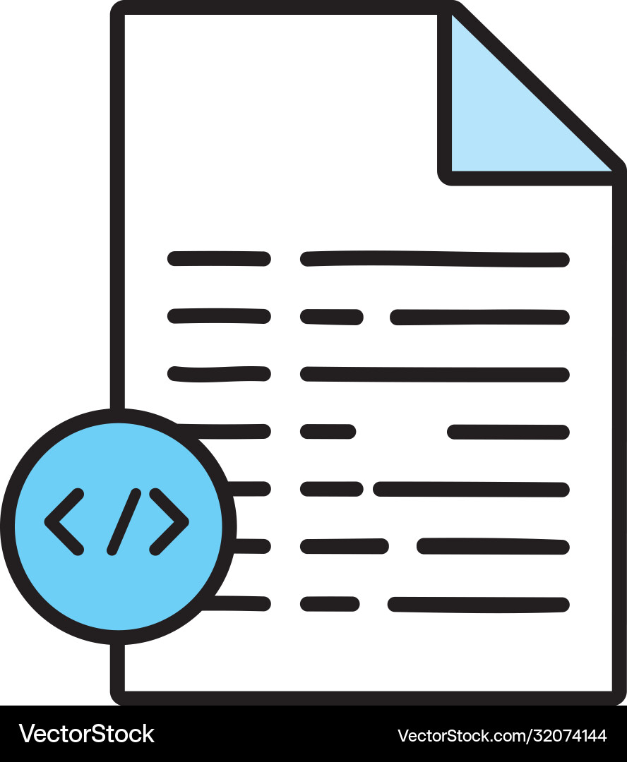 Paper document with code line and fill style icon vector image