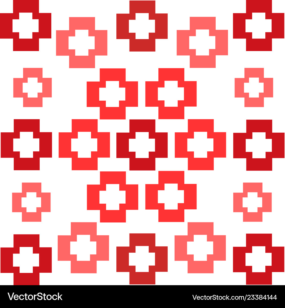 Red squares crosses symmetrical pattern abstract Red squares crosses symmetrical pattern abstract Vector Image