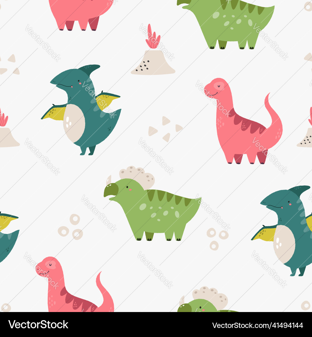 Seamless pattern with cute dinosaurs Seamless pattern with cute dinosaurs vector image